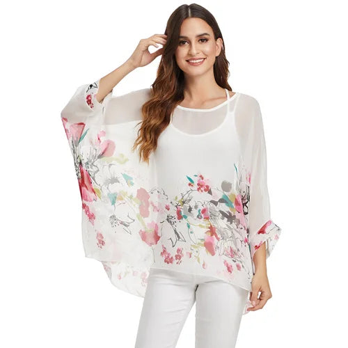 Batwing Chiffon Blouse - Boho Plus Size Top