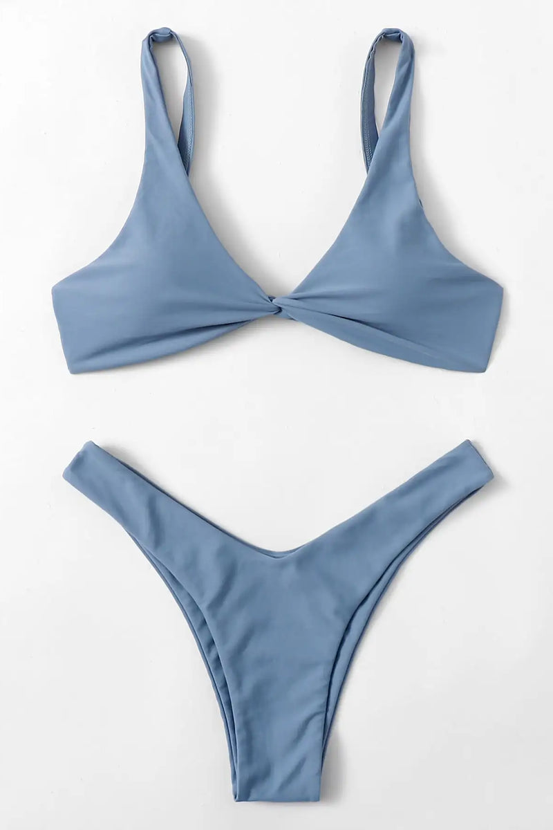 Tie Detail High-Leg Bikini Set - Padded Push-Up Swimwear