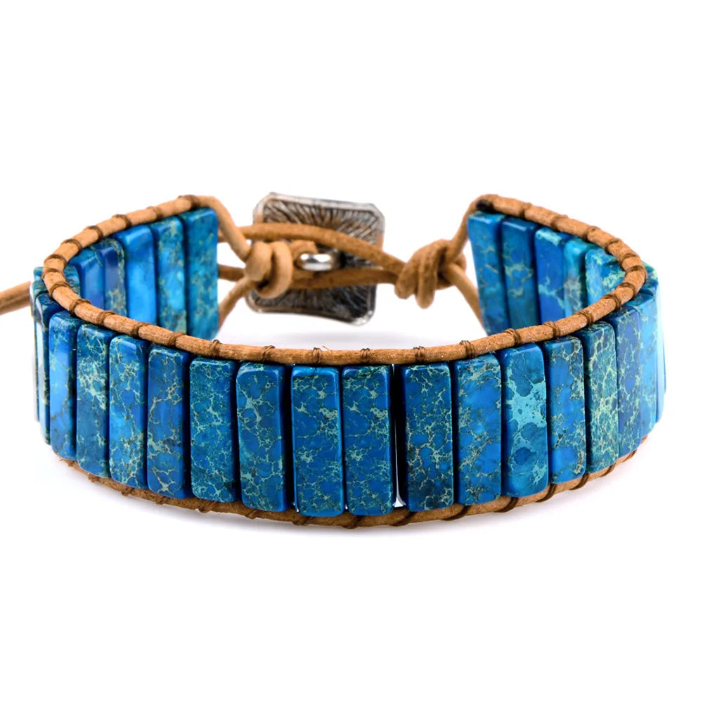 Leather Natural Stone Bracelet