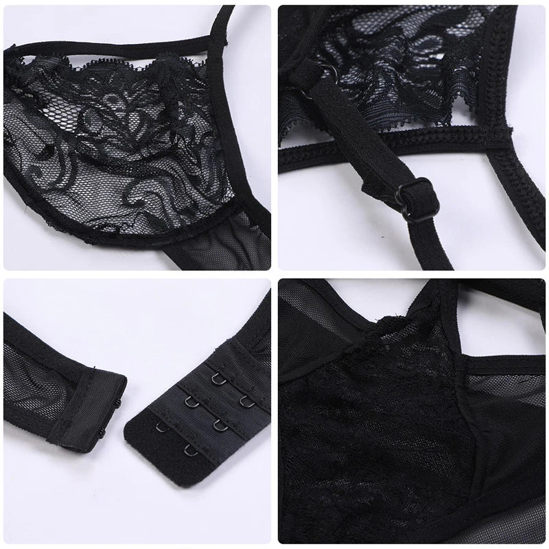 Lace Hollow-Out Bralette & Thong Set