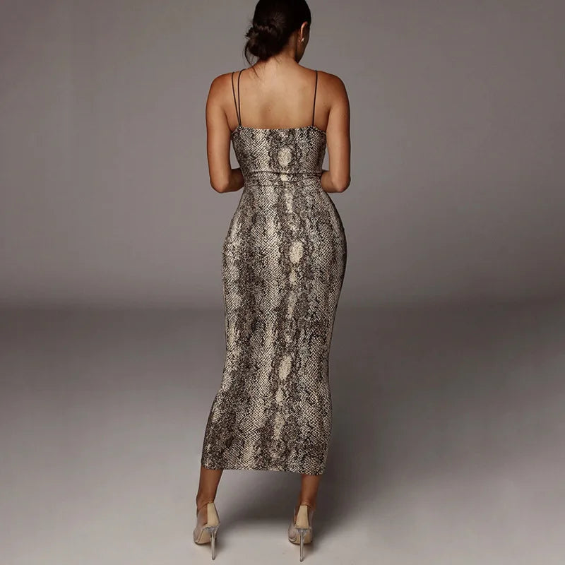 Leopard Print Sleeveless Midi Dress - Party Ready