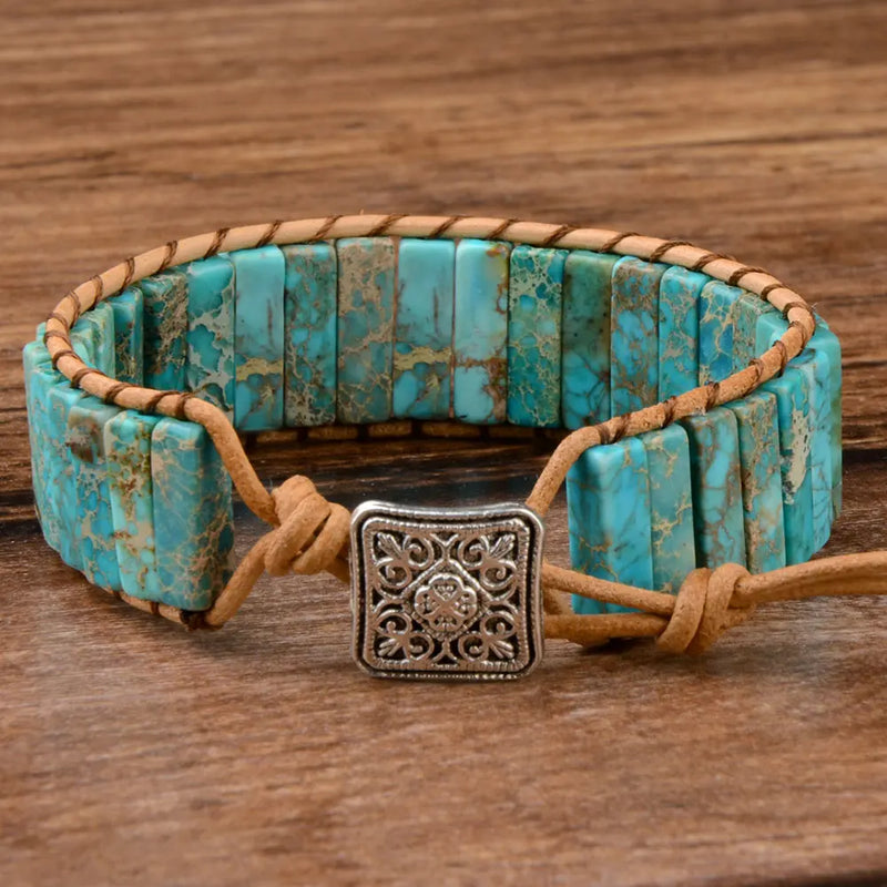Leather Natural Stone Bracelet
