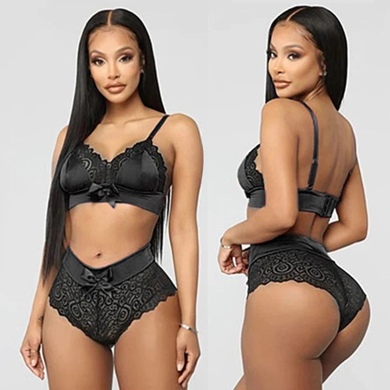 Lace Hollow-Out Bralette & Thong Set