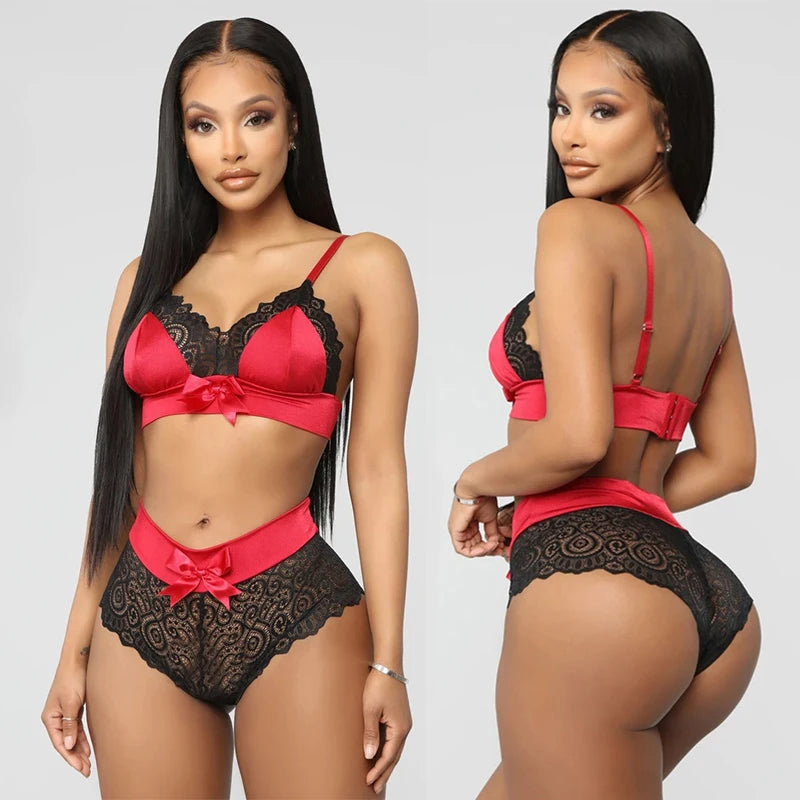 Lace Hollow-Out Bralette & Thong Set