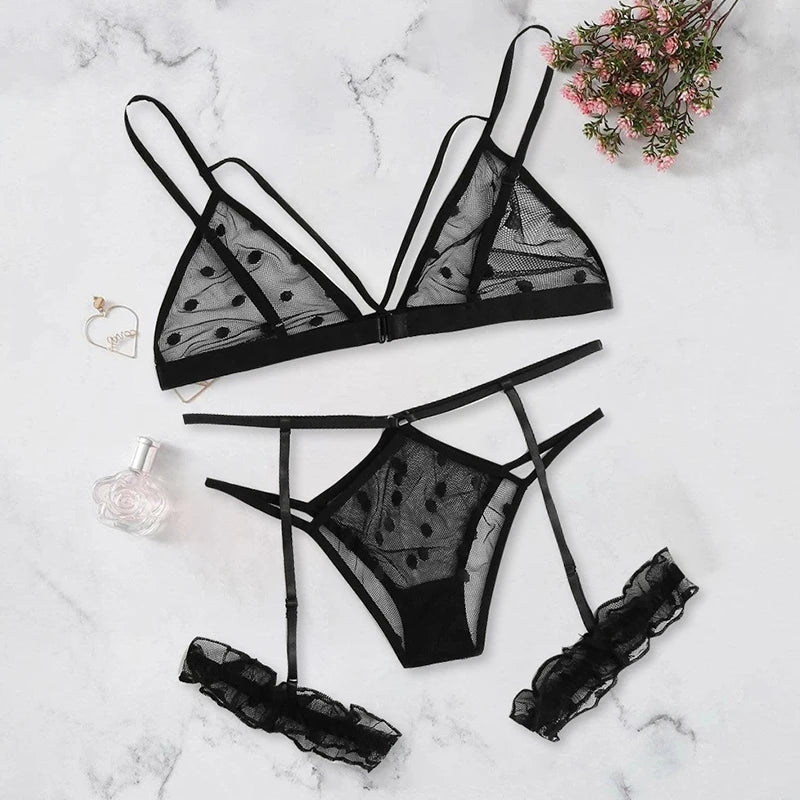 Lace Hollow-Out Bralette & Thong Set