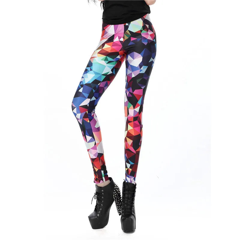 3D Fluorescent Print Mid-Calf Leggings