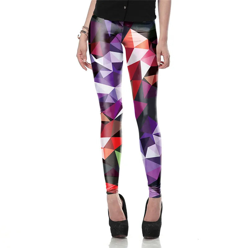 3D Fluorescent Print Mid-Calf Leggings