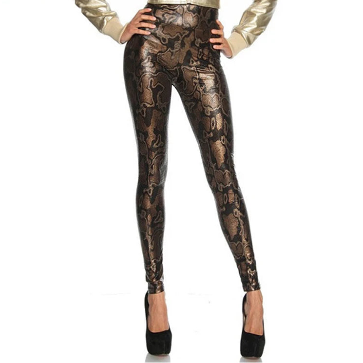 Snakeskin Faux Leather High-Waist Leggings