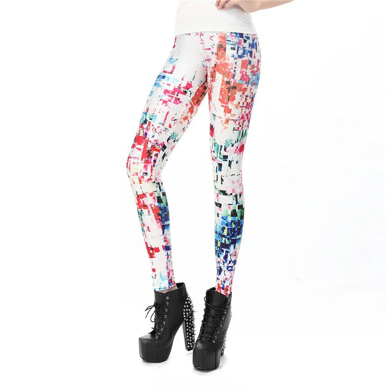 3D Fluorescent Print Mid-Calf Leggings