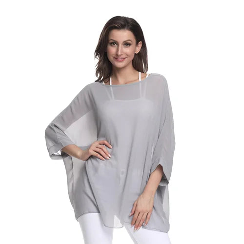 Batwing Chiffon Blouse - Boho Plus Size Top