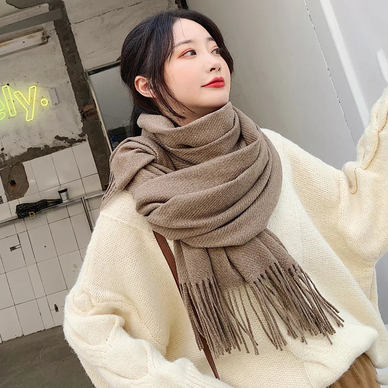 Solid Color Winter Scarf - Soft Cashmere Feel Wrap