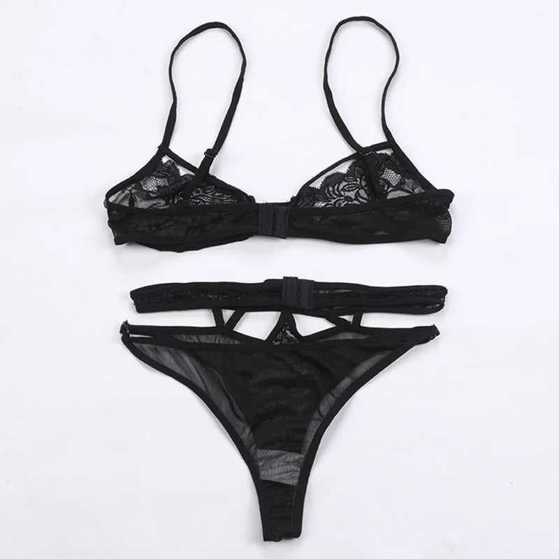 Lace Hollow-Out Bralette & Thong Set
