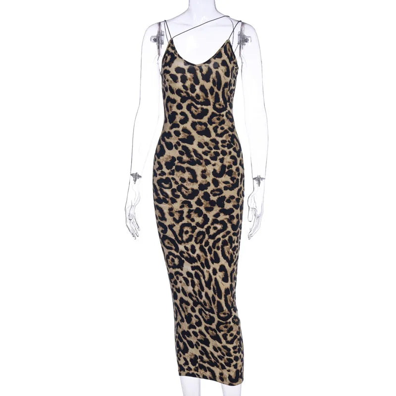 Leopard Print Sleeveless Midi Dress - Party Ready