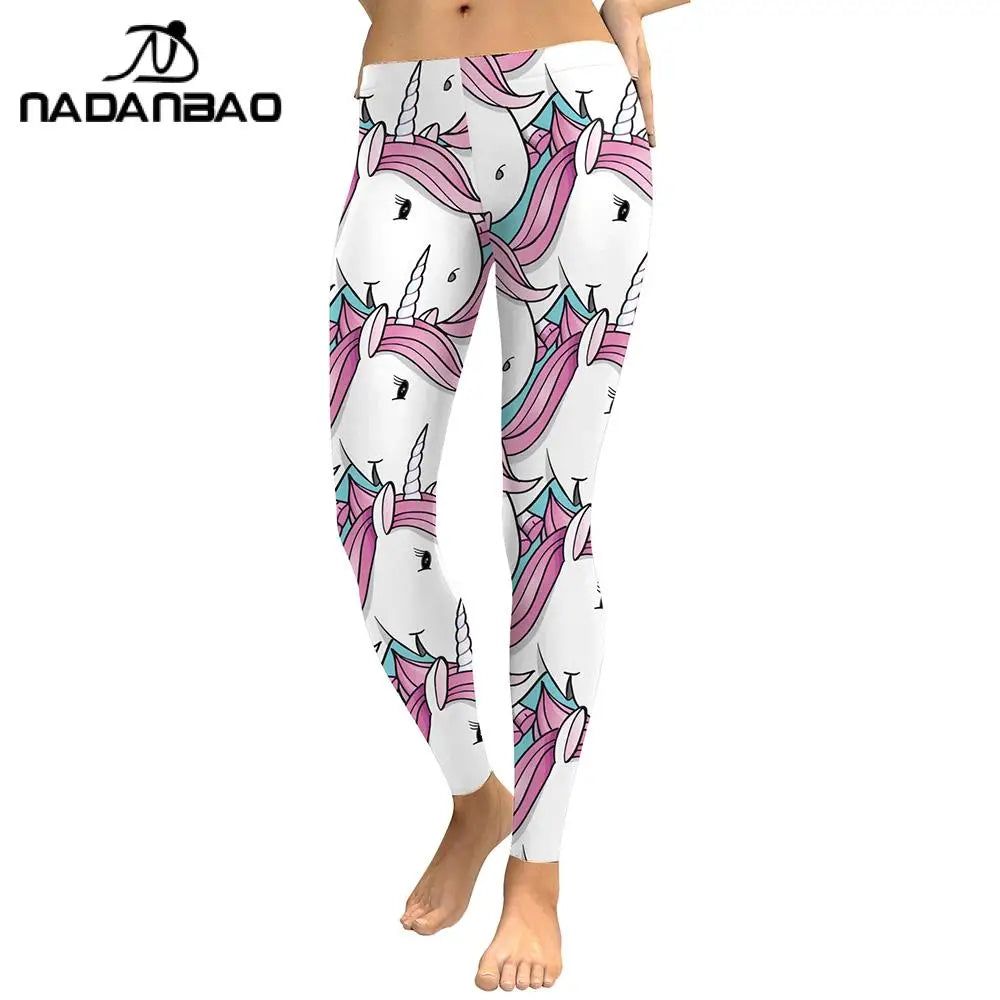 Unicorn Print Stretch Mid-Calf Leggings