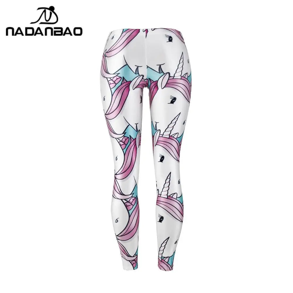 Unicorn Print Stretch Mid-Calf Leggings
