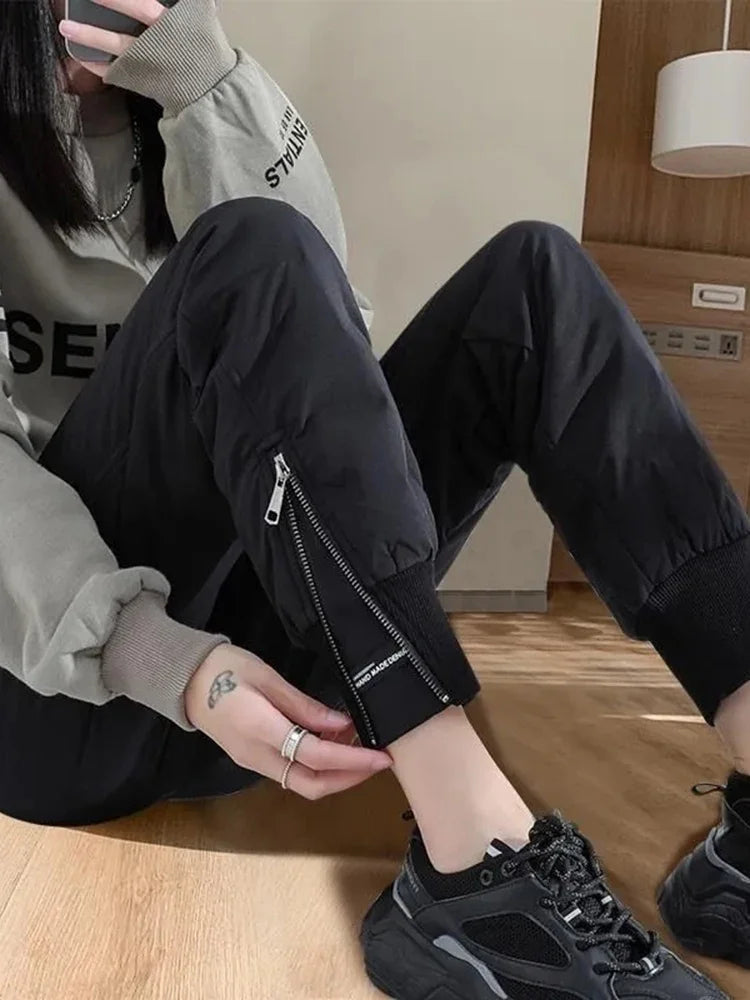 Down Cotton Winter Pants - Windproof Straight Fit