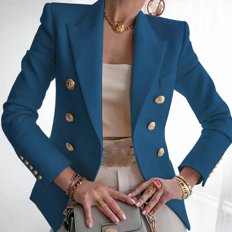 Tailored Blazer Coat - Turn Down Collar Jacket