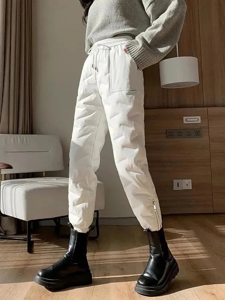 Down Cotton Winter Pants - Windproof Straight Fit