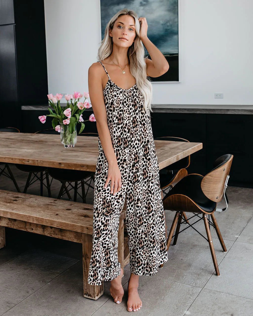 Wide-Leg Suspender Jumpsuit