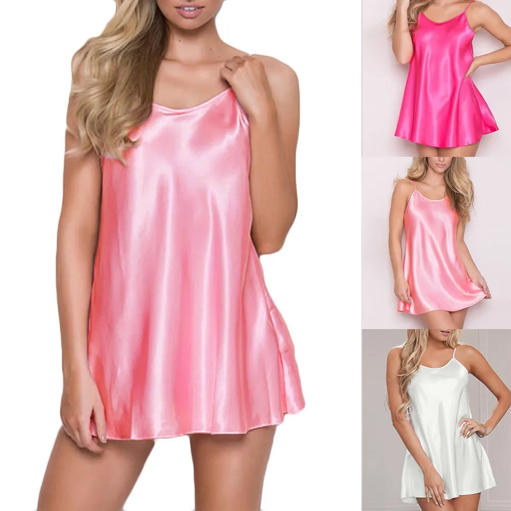 Satin-Feel Sleeveless Nightdress