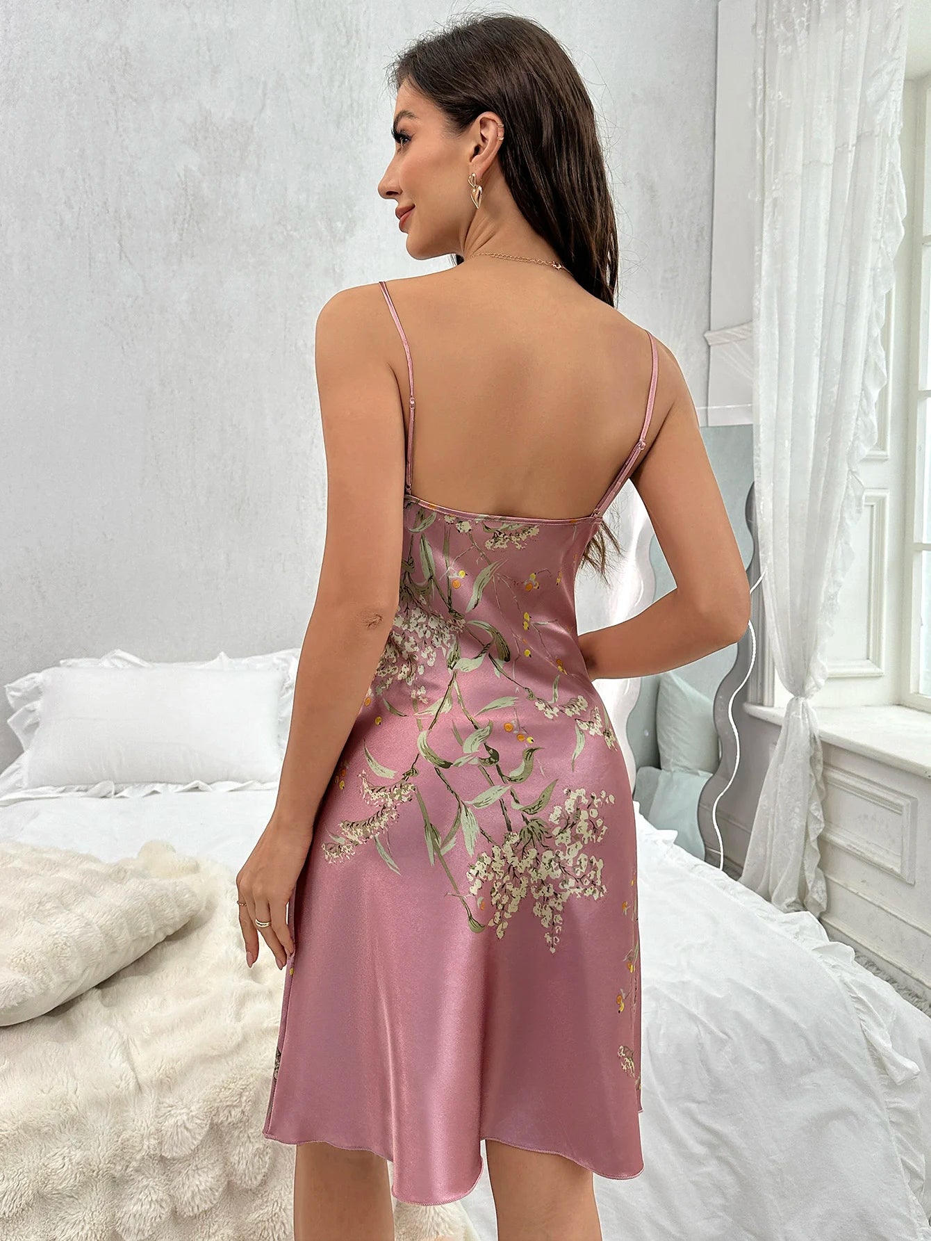 Floral Print V-Neck Sleep Dress