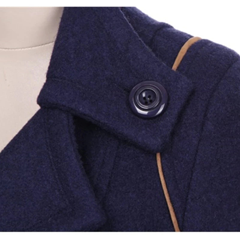 Double Breasted Wool Coat - Belted Longline Style