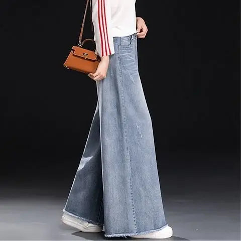 Slouchy Baggy Wide-Leg Jeans - Vintage Blue Denim