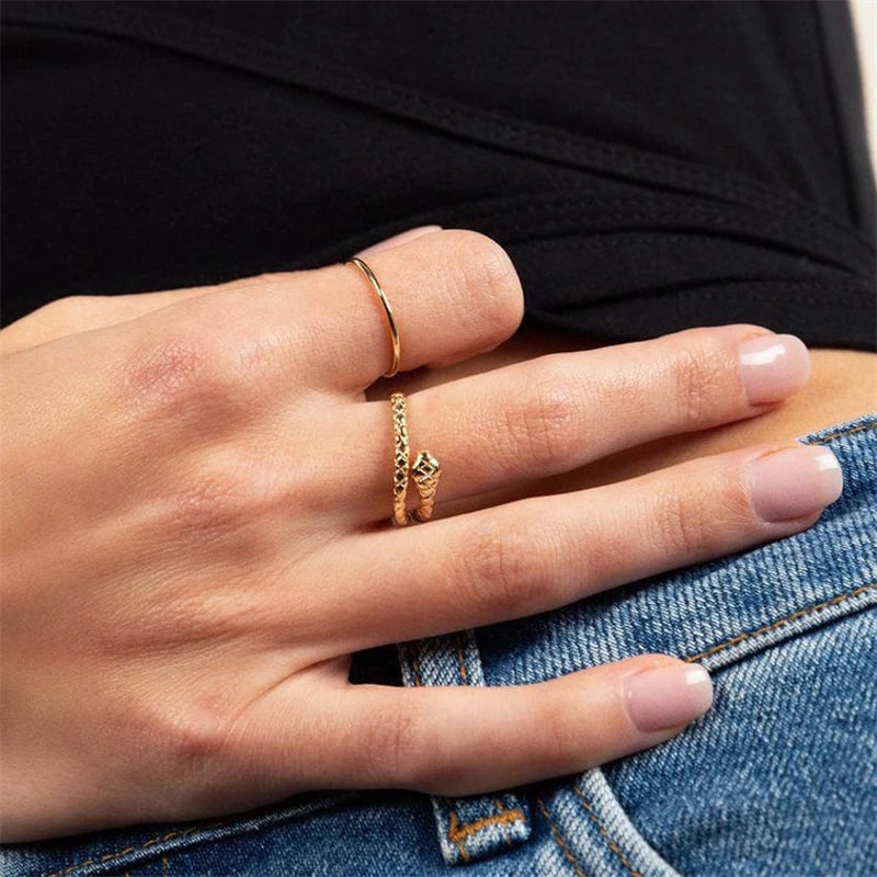925 Sterling Silver Snake Ring - Open Adjustable Design