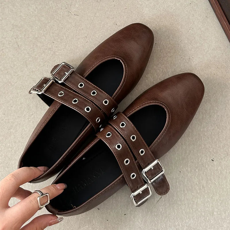 Buckle Strap Ballet Flats - Round Toe Lolita Style