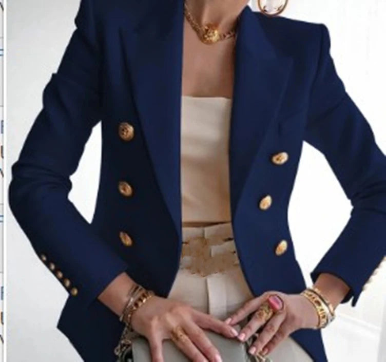 Tailored Blazer Coat - Turn Down Collar Jacket