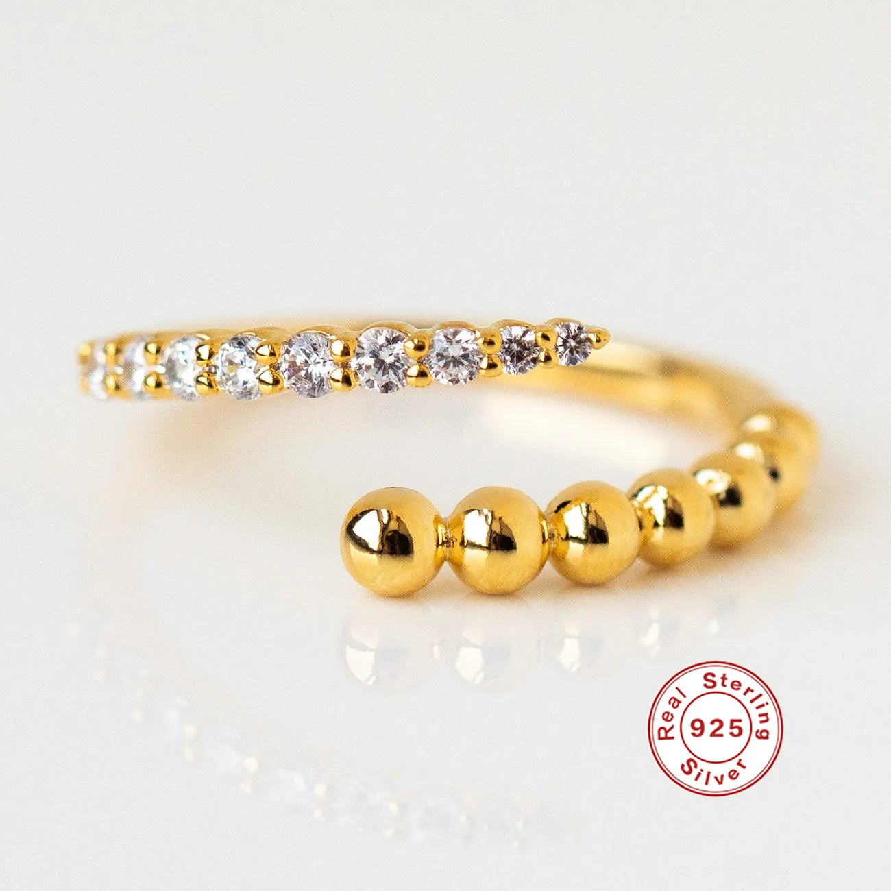 925 Sterling Silver Snake Ring - Open Adjustable Design