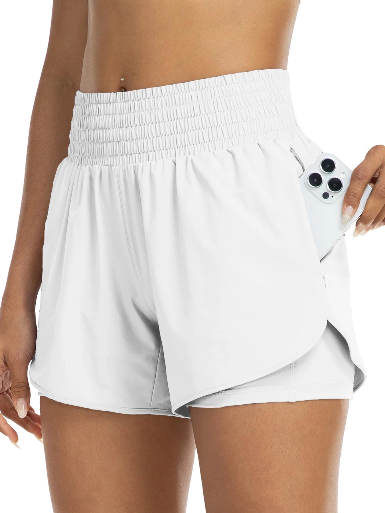 Women’s High-Waist Sporty Shorts With Pockets