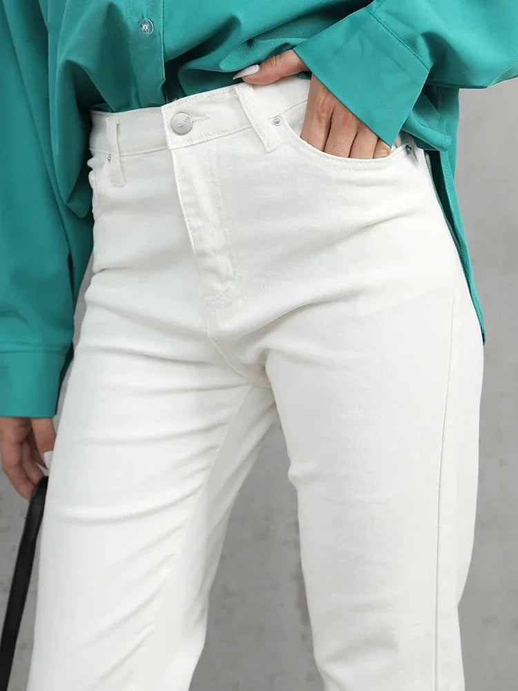 High-Waist Straight-Leg Jeans - Slim Stretch Street Fit