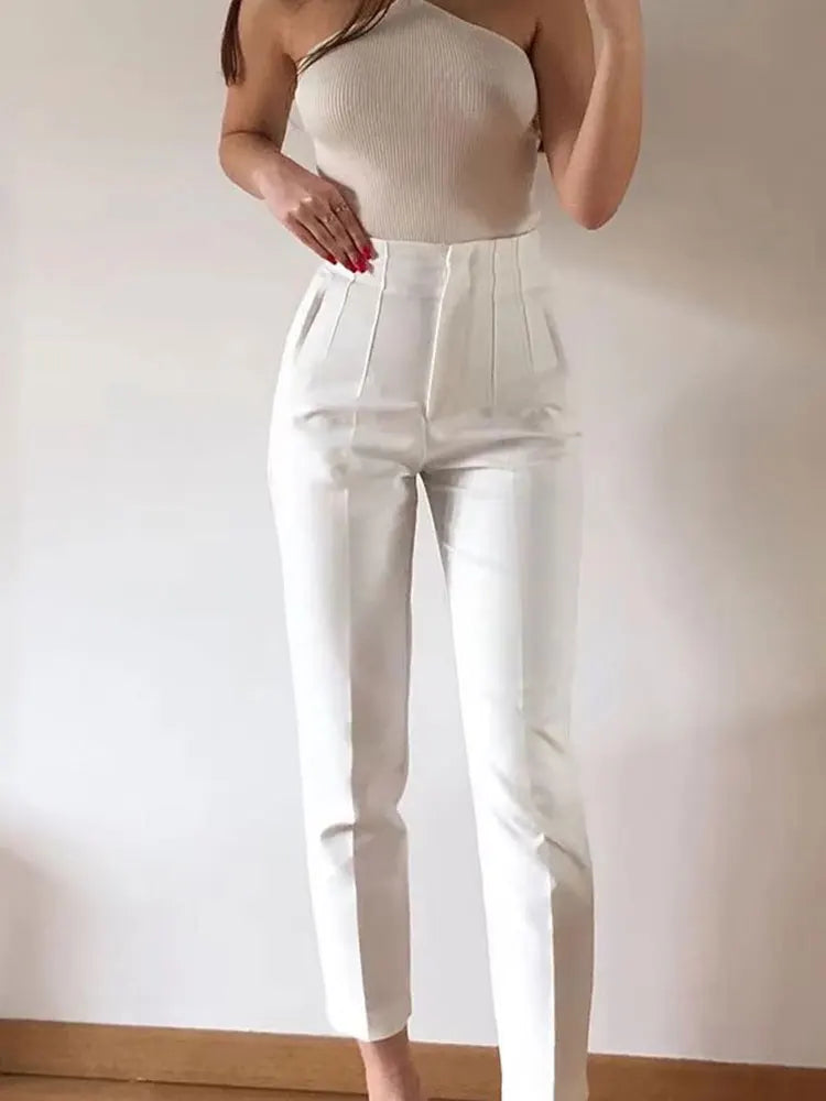 High Waist Pencil Pants - Chic Office Trousers
