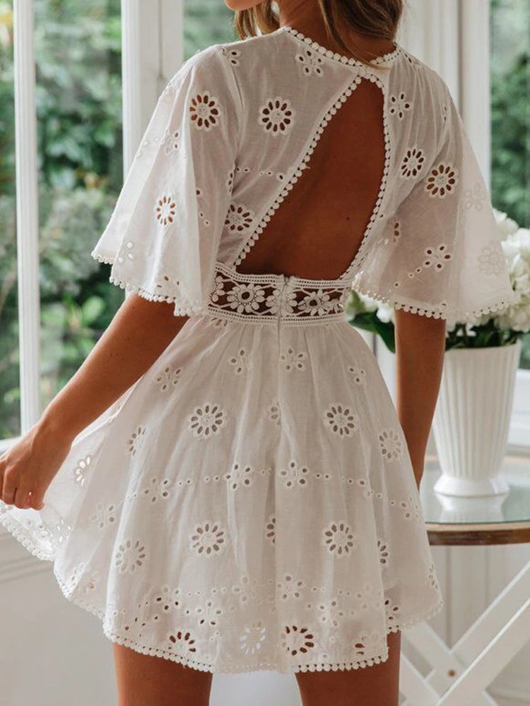 Floral White Midi Dress - Party Ready