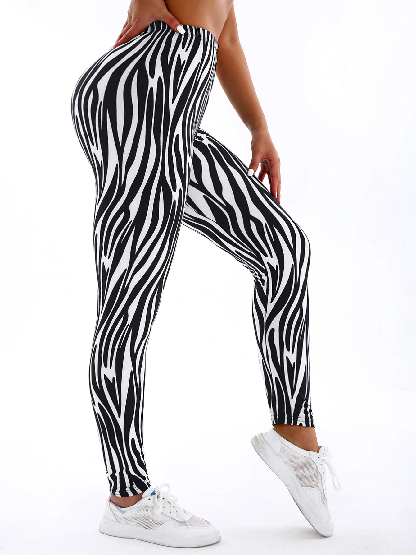 Striped Yoga Leggings - Workout Style
