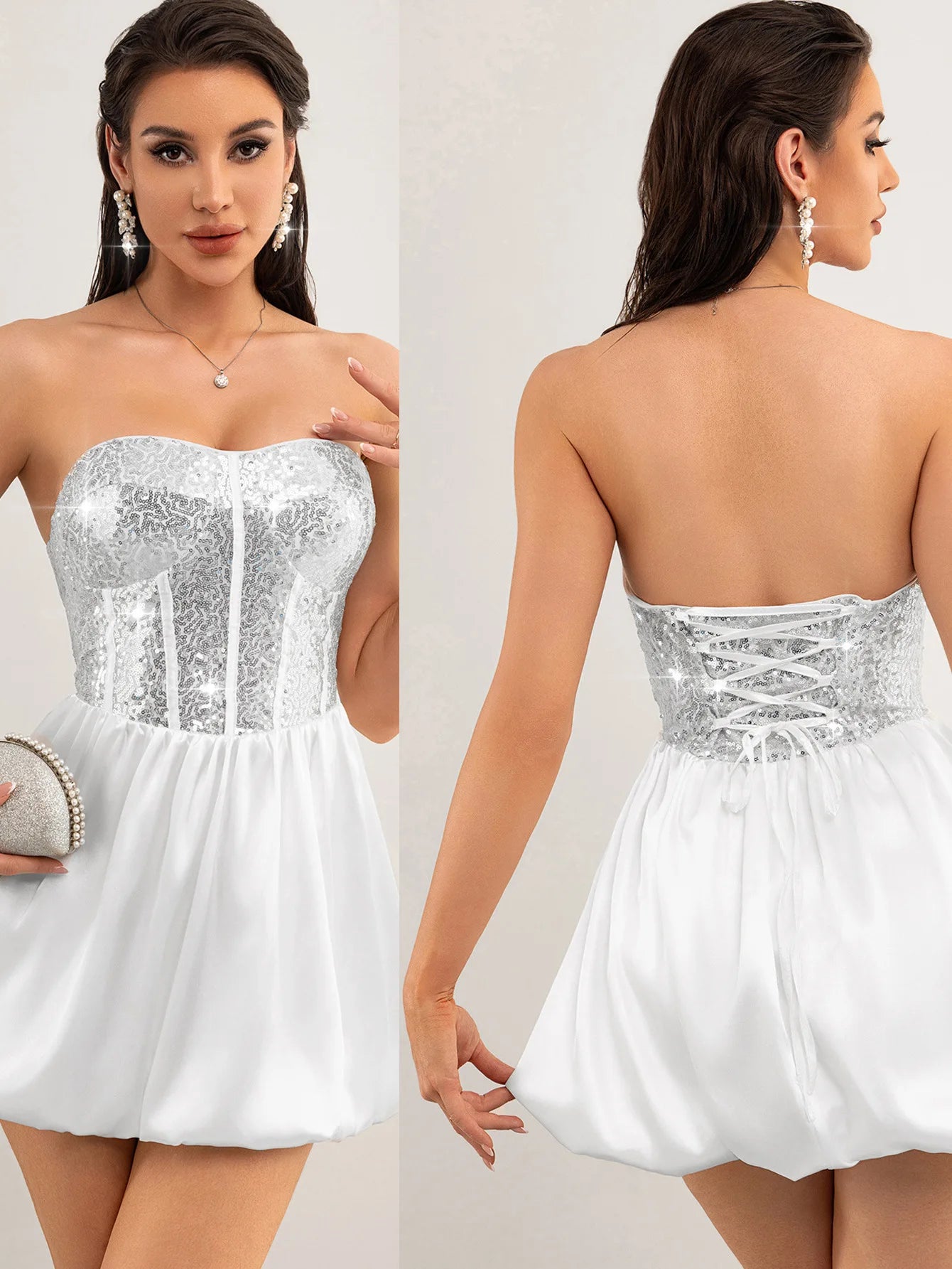 Snow Master Sequin Evening Dress