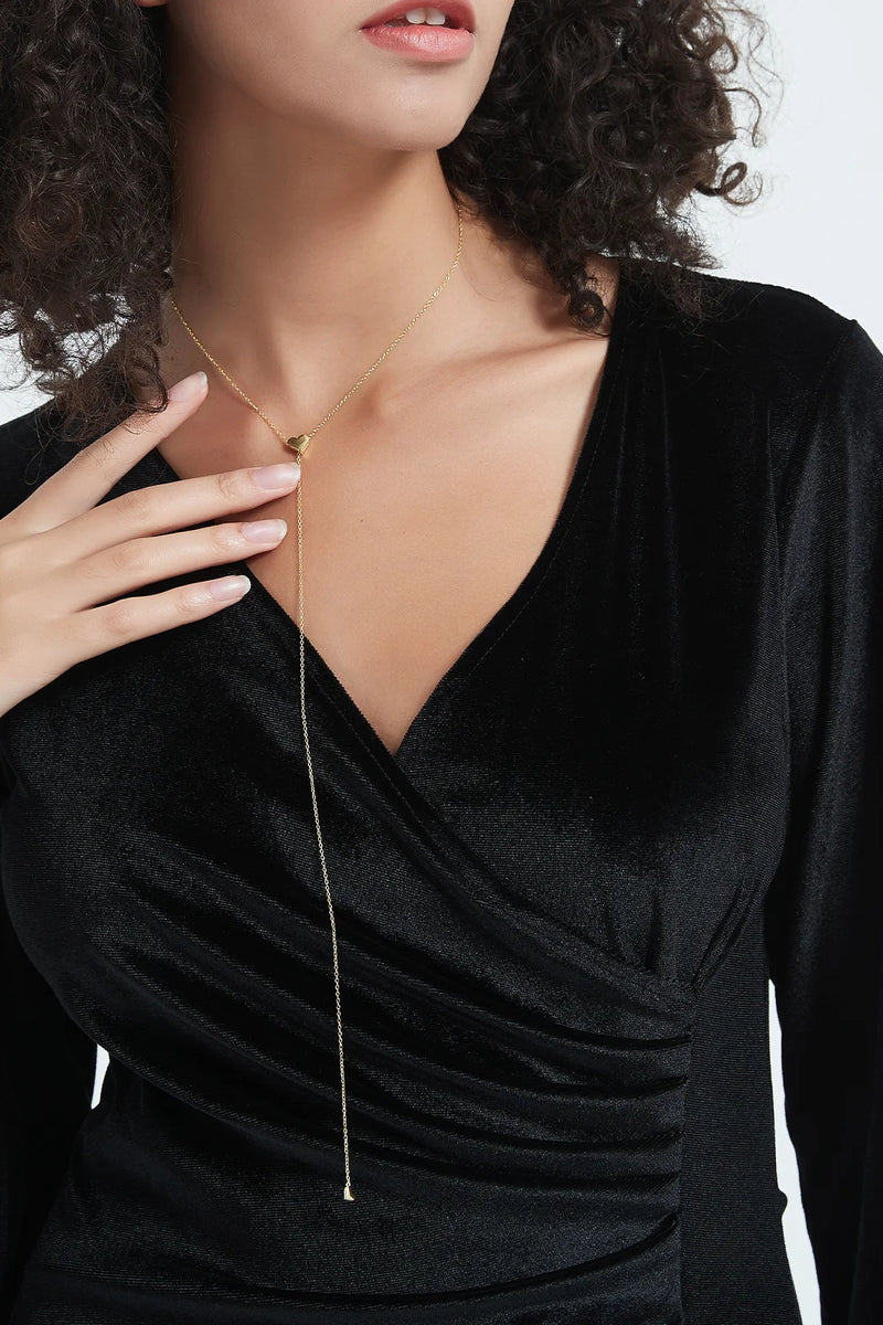 925 Sterling Silver Heart Necklace - Adjustable Choker Chain