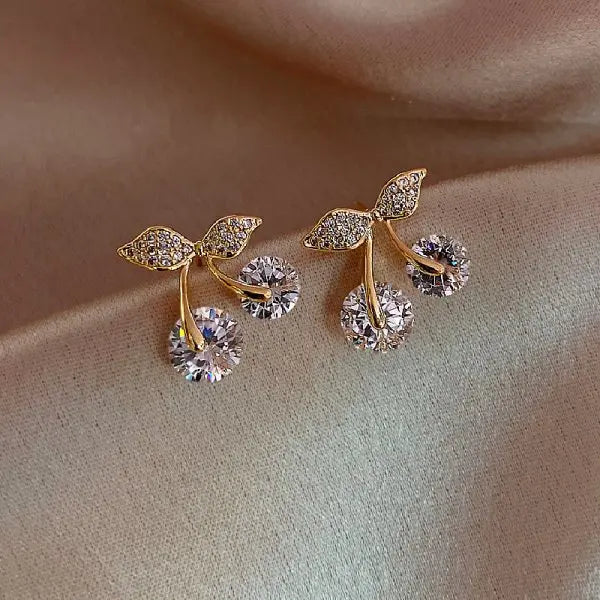 Rhinestone Flower Stud Earrings - Pearl Detail Party Style