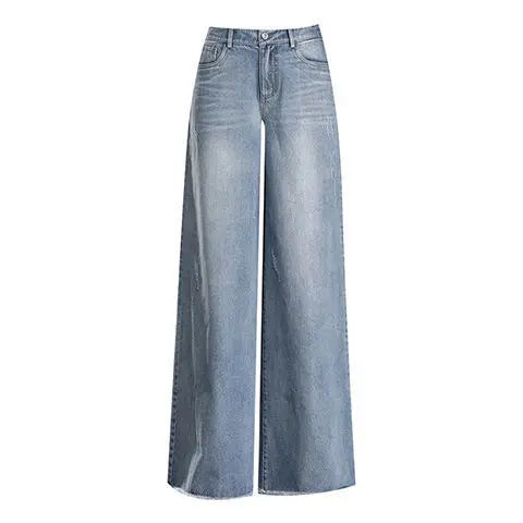 Slouchy Baggy Wide-Leg Jeans - Vintage Blue Denim