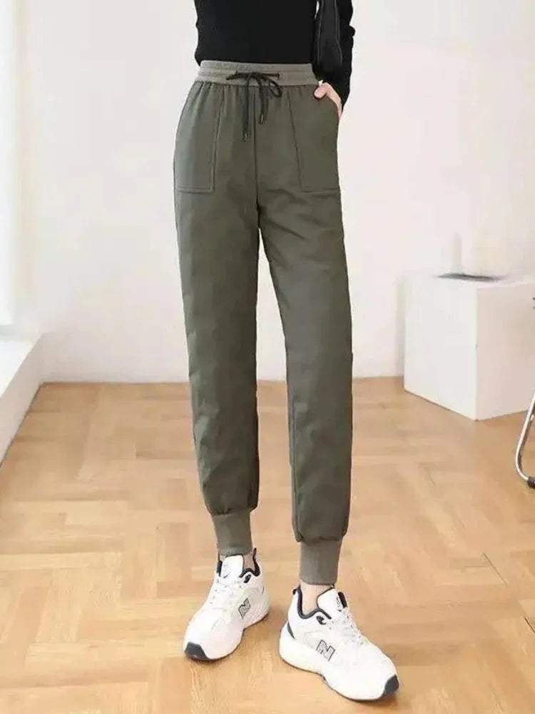 Down Cotton Winter Pants - Windproof Straight Fit