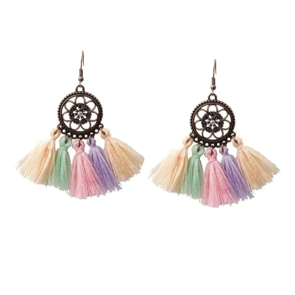 Rope Fringe Tassel Earrings - Bohemian Party Drop Style