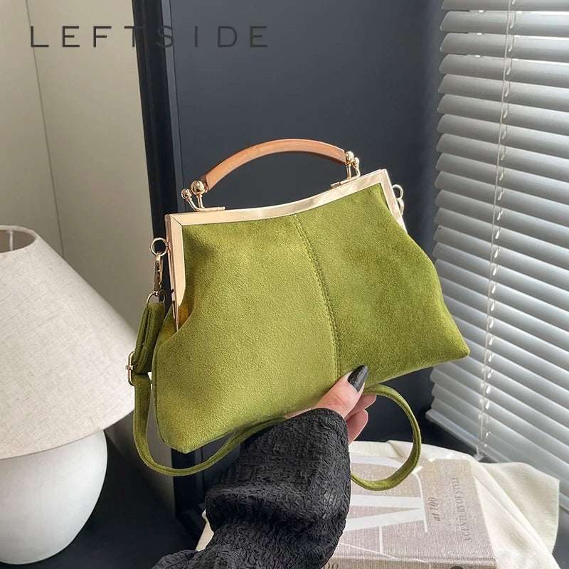 PU Leather Top Handle Shoulder Bag - Retro Finish