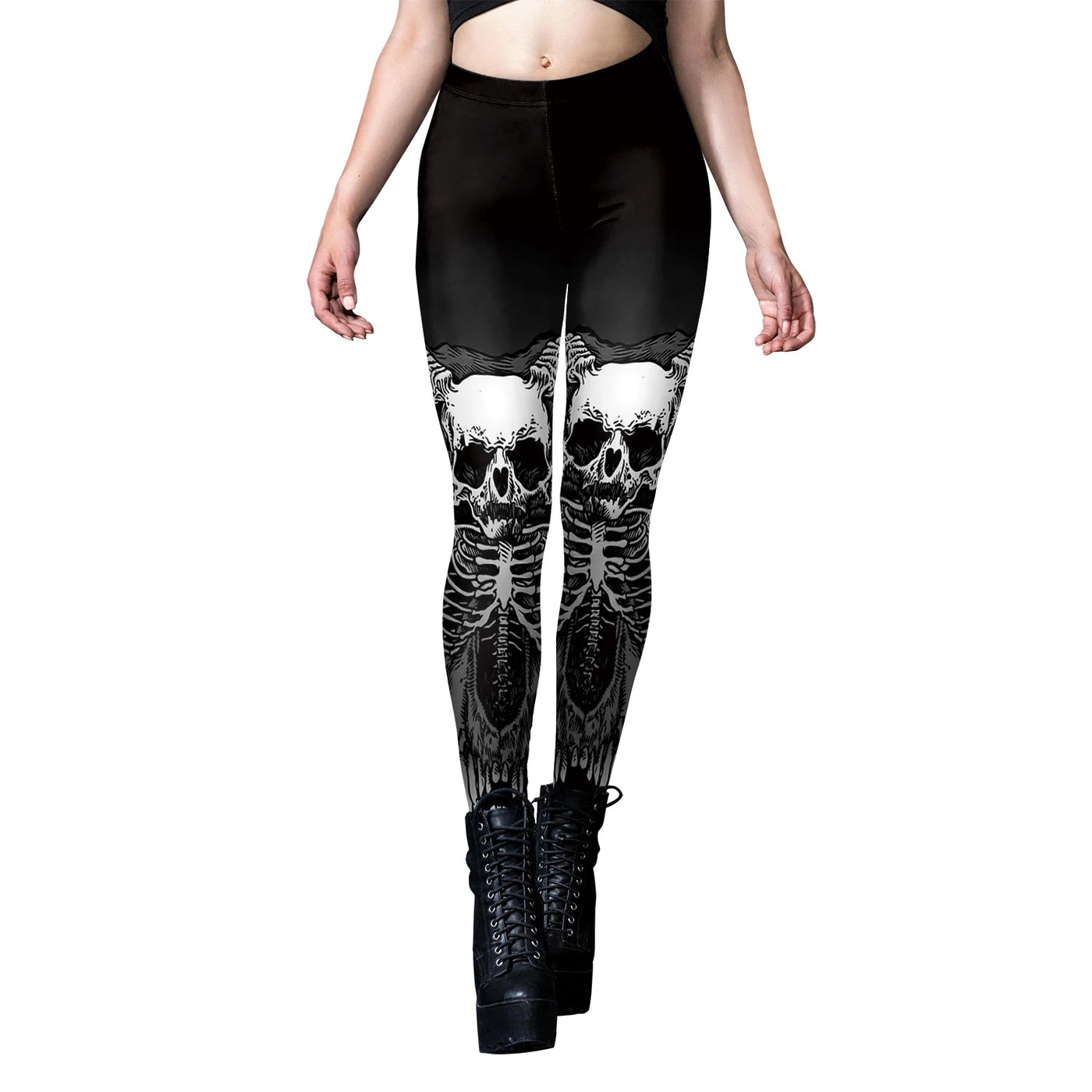 Skeleton Print Gothic Leggings