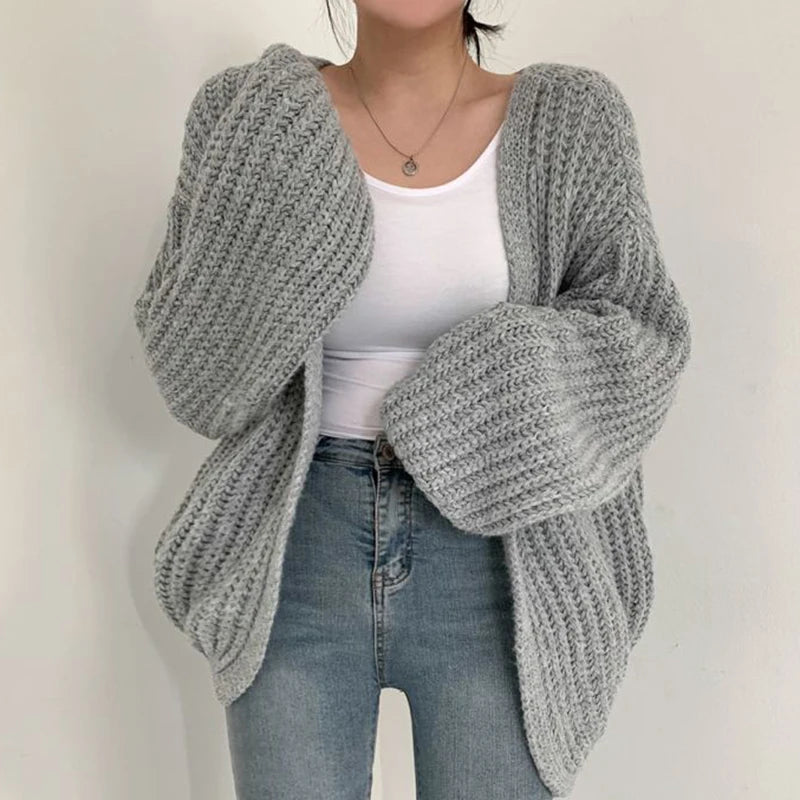 Harajuku Lantern Sleeve Cardigan - Korean Streetwear Sweater