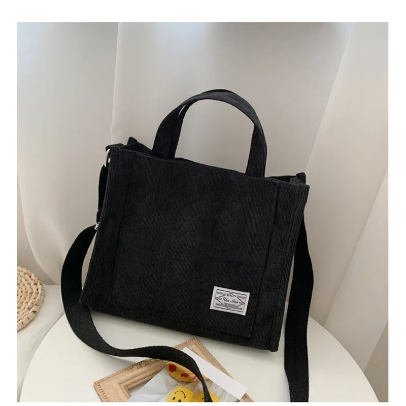 Velvet Corduroy Shoulder Bag - Daily Utility