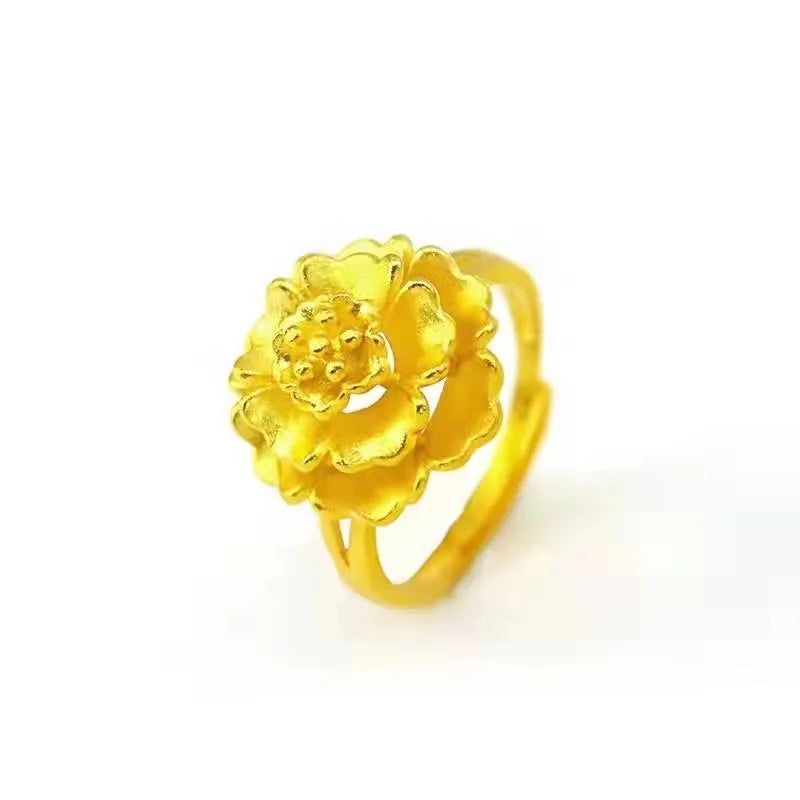 24K Gold Bloom Ring - 3D Flower Statement