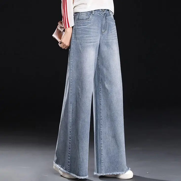 Slouchy Baggy Wide-Leg Jeans - Vintage Blue Denim