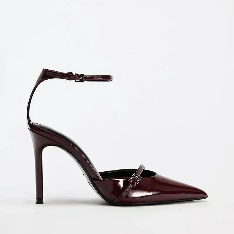 Clear Heel Rhinestone Sandals - Pointed Toe Party Style