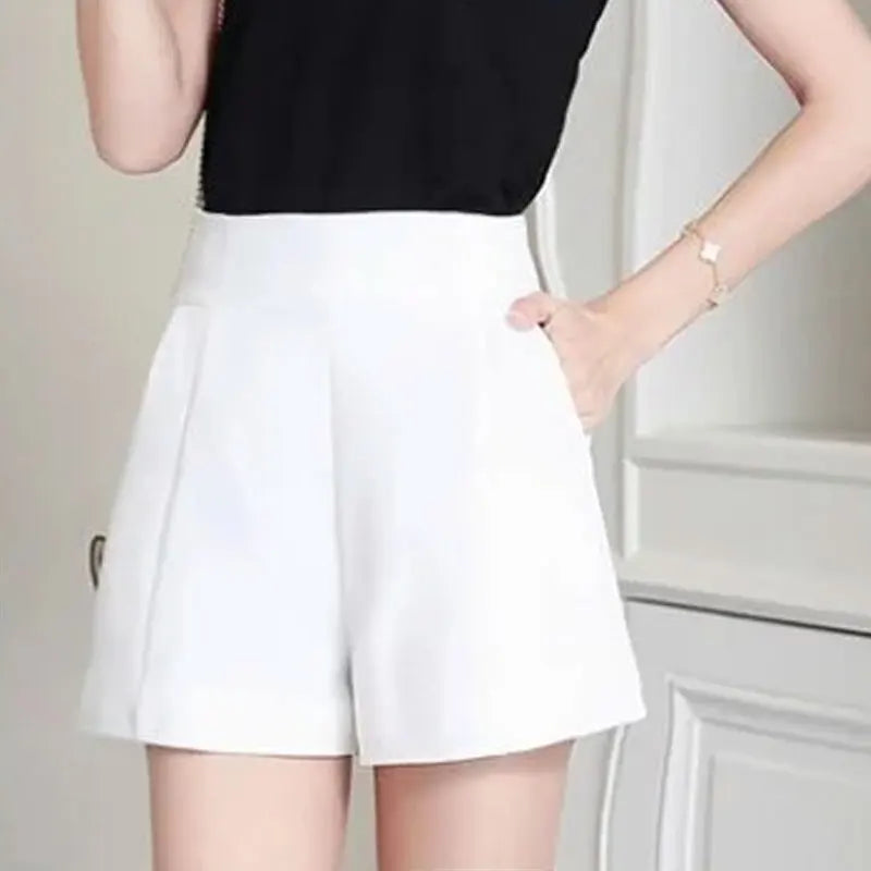 Chiffon A-Line Shorts - High Waist Suit Style
